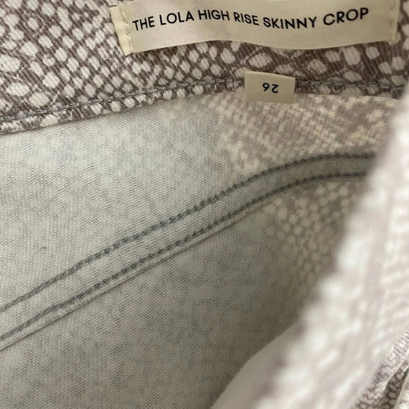 Aritzia Denim Forum Lola Jeans High-Rise Skinny Crop Snake Print White Size 26 - Picture 9 of 12